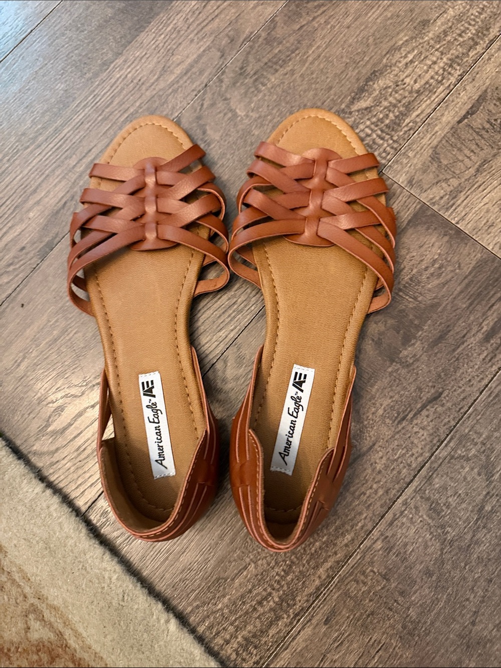 American Eagle Outfitters Tan Brown Woven Slide Sandals